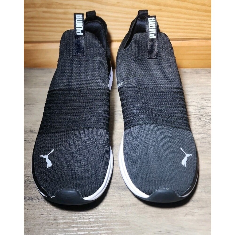 Puma Women's Size 9 Softride  Echo Slip On Running Shoes Sneakers Black ,White